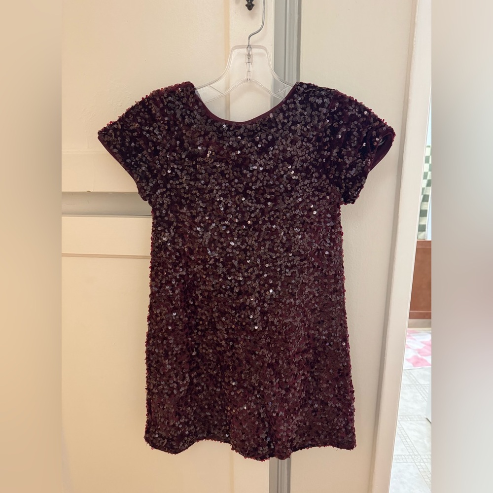 NWT- Zara kids Burgundy Sequin Bow Dress sz.9-10 - Picture 4 of 6